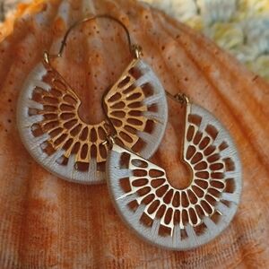 Elegant Gold and White Hoop Earrings